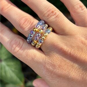 Bahia Sea Glass Beaded Rings - 2 for $8